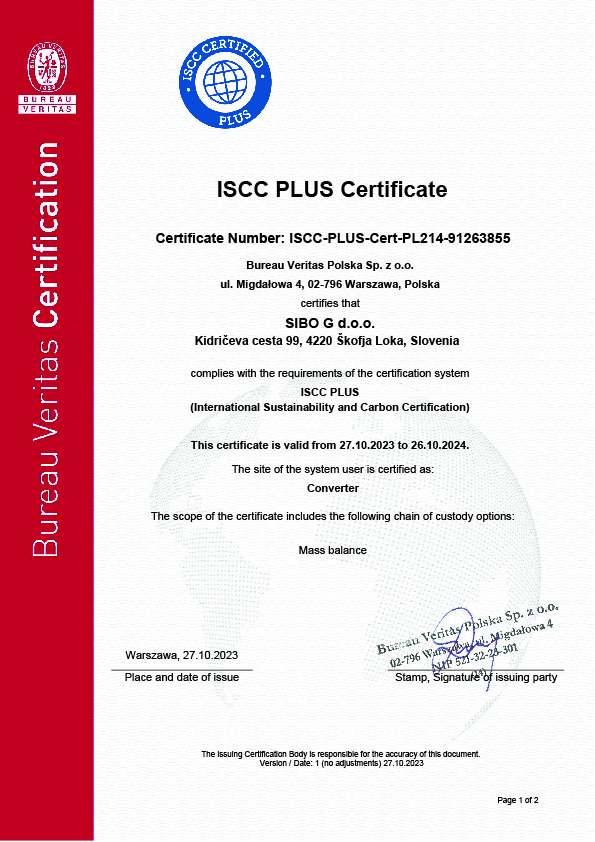 ISCC PLUS 01 - SIBO GROUP gained ISCC certificate